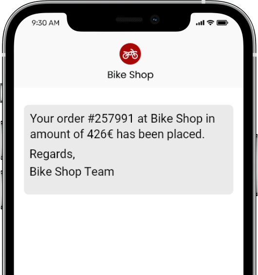 SMS Order confirmation